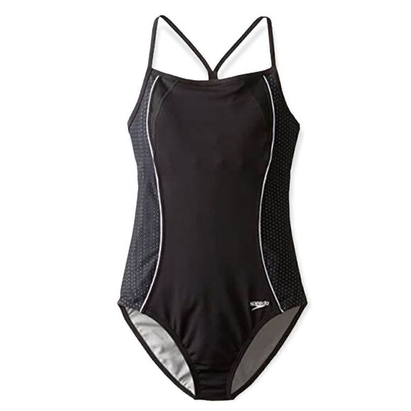 NWT Speedo Black One Piece Swimsuit - Picture 1 of 6